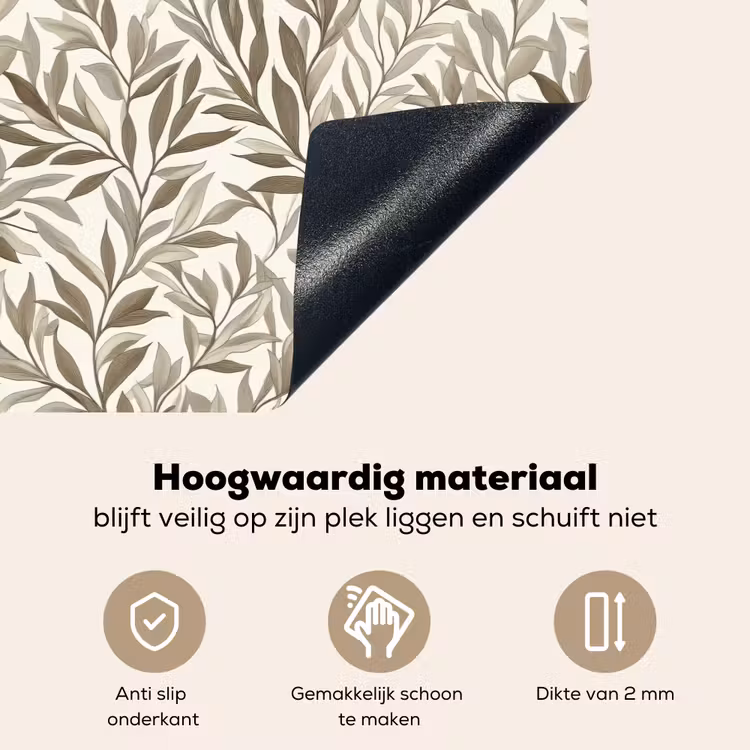 Takken - Botanisch - Taupe Inductie beschemer met haakjes klein 777 -ky-onderkant-nl