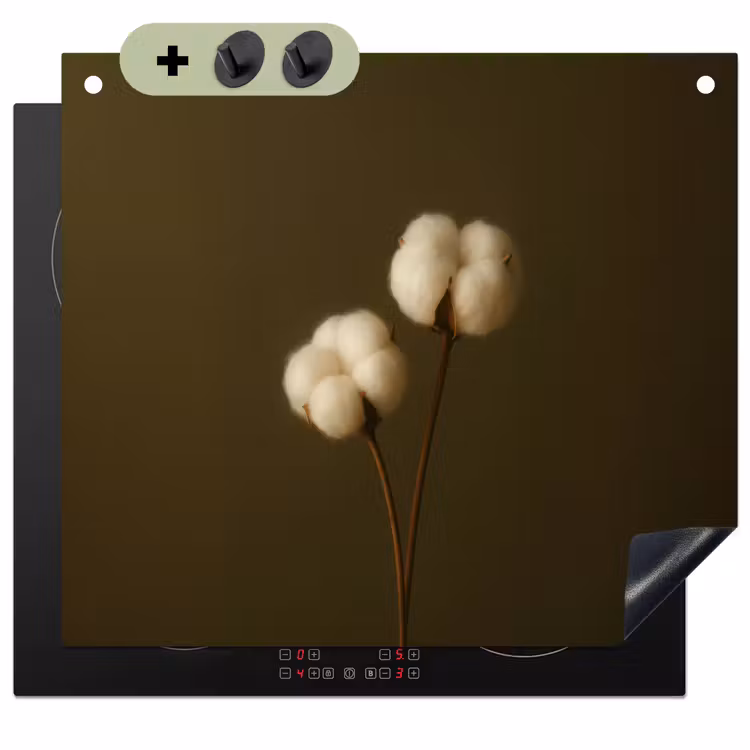 Takken - Katoen - Wit - Bollen Inductie beschemer met haakjes middel -3d