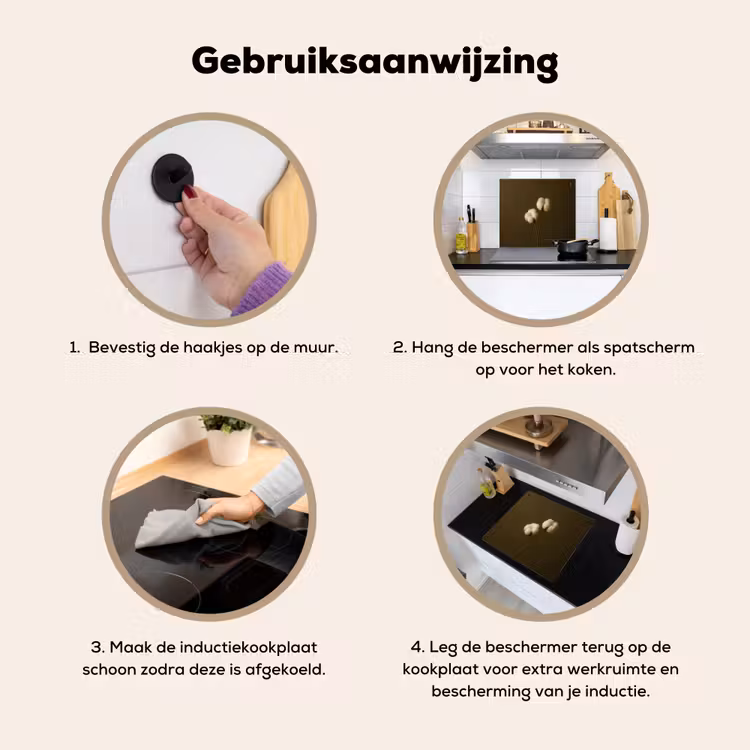 Takken - Katoen - Wit - Bollen Inductie beschemer met haakjes middel -ky-gebruik-nl