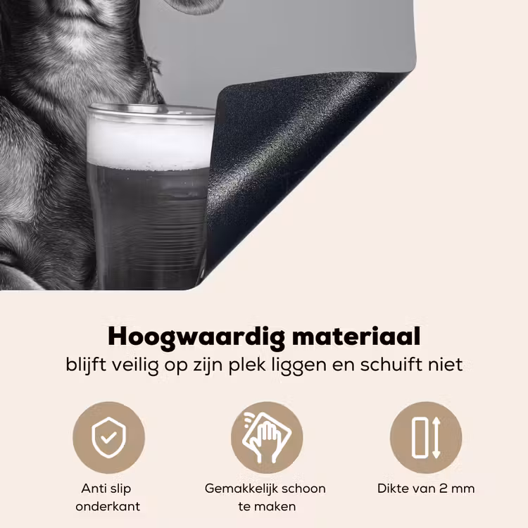 Teckel - Bier - Glas - Bril Inductie beschemer met haakjes middel -ky-onderkant-nl