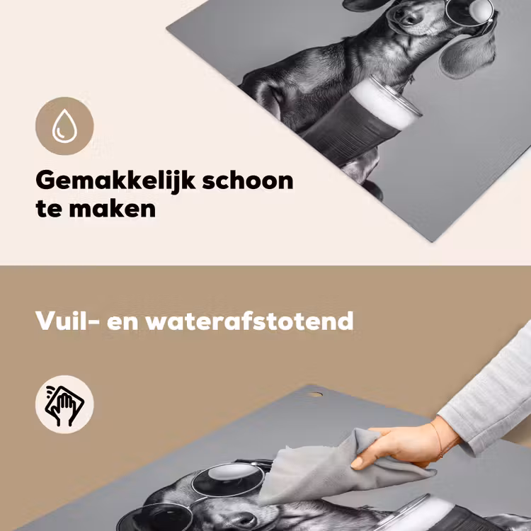 Teckel - Bier - Glas - Bril Inductie beschemer met haakjes middel -ky-schoon-nl