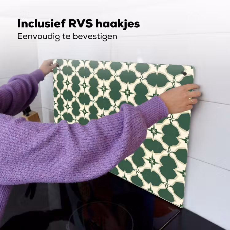 Tegel - Klassiek - Groen Inductie beschemer met haakjes klein 777 -ky-ophangen-nl