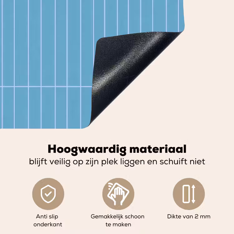 Tegel - Langwerpig - Patroon - Blauw Inductie beschemer met haakjes klein 777 -ky-onderkant-nl