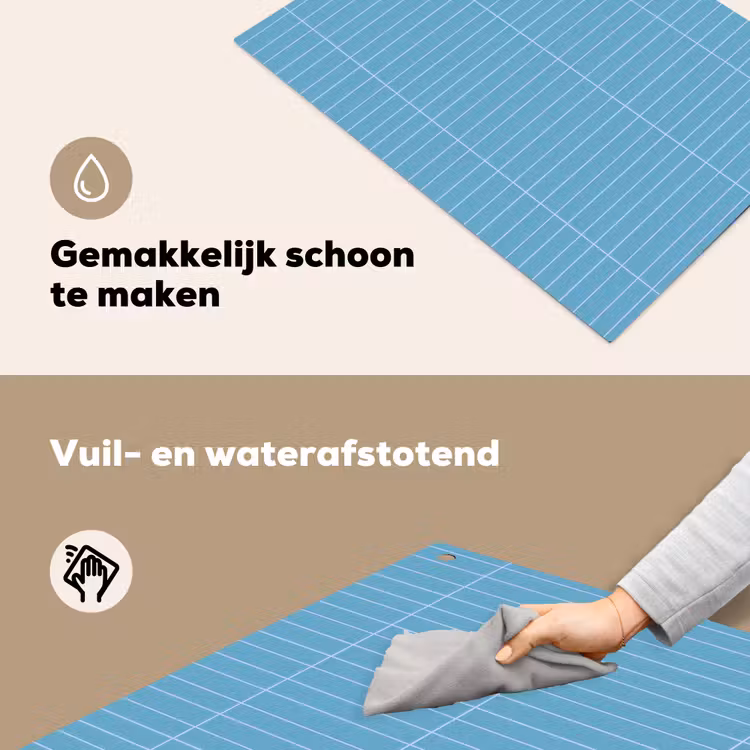 Tegel - Langwerpig - Patroon - Blauw Inductie beschemer met haakjes klein 777 -ky-schoon-nl