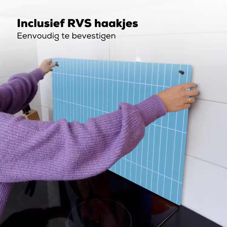Tegel - Langwerpig - Patroon - Blauw Inductie beschemer met haakjes klein 777 -ky-ophangen-nl