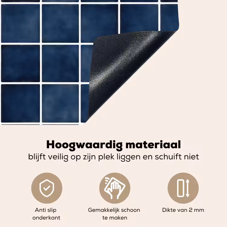 Tegel - Modern - Blauw Inductie beschemer met haakjes klein 777 -ky-onderkant-nl