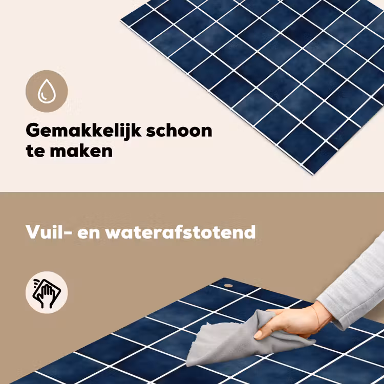 Tegel - Modern - Blauw Inductie beschemer met haakjes klein 777 -ky-schoon-nl