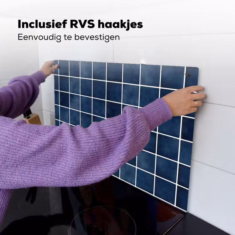 Tegel - Modern - Blauw Inductie beschemer met haakjes klein 777 -ky-ophangen-nl