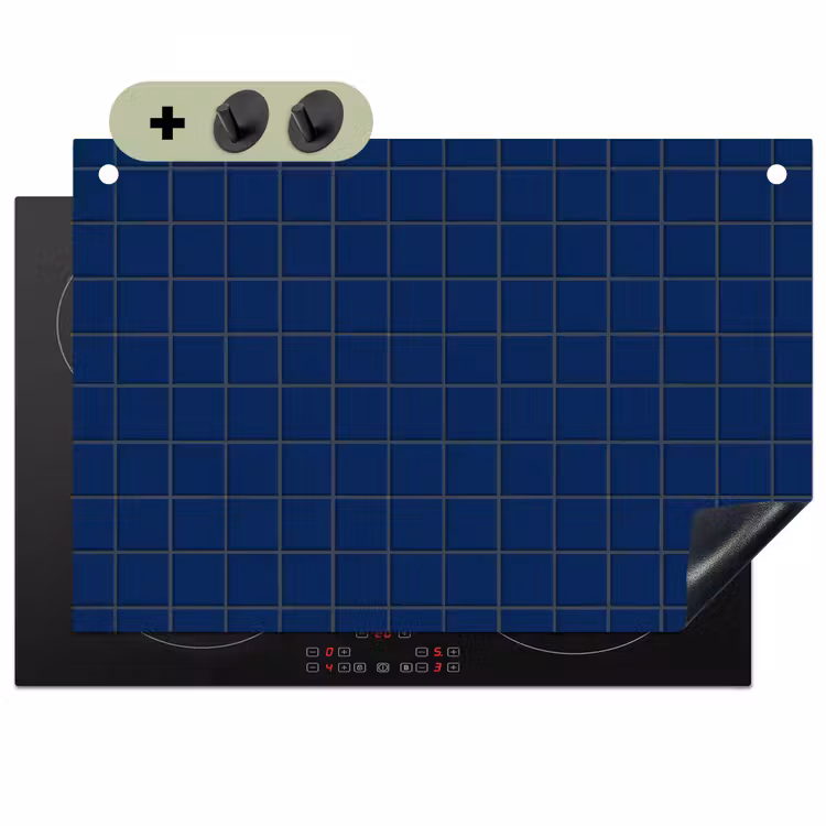 Tegel - Patroon - Blauw Inductie beschemer met haakjes klein 777 -3d