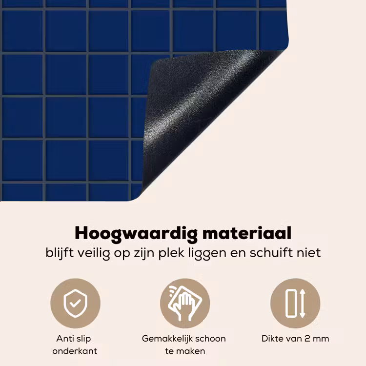 Tegel - Patroon - Blauw Inductie beschemer met haakjes klein 777 -ky-onderkant-nl