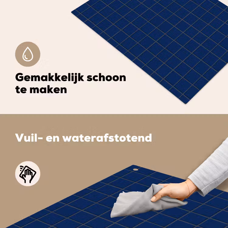 Tegel - Patroon - Blauw Inductie beschemer met haakjes klein 777 -ky-schoon-nl