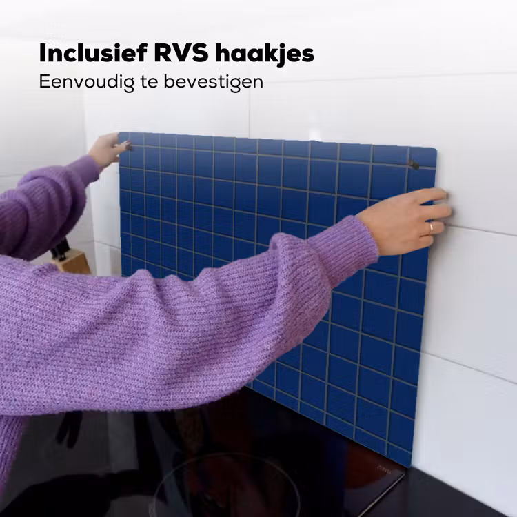 Tegel - Patroon - Blauw Inductie beschemer met haakjes klein 777 -ky-ophangen-nl
