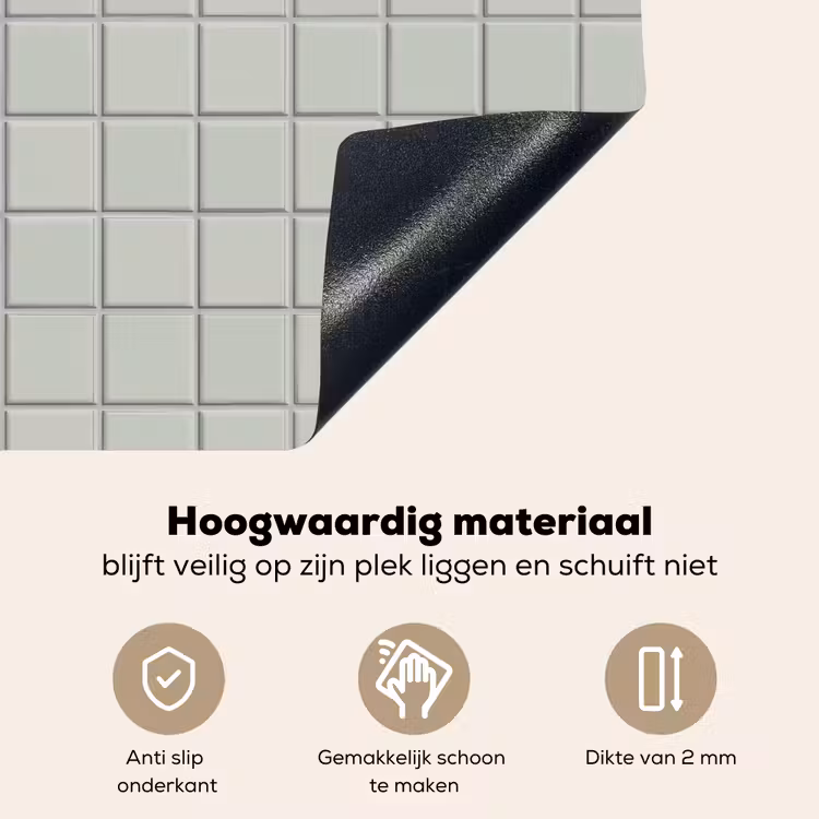 Tegel - Patroon - Lichtgroen Inductie beschemer met haakjes klein 777 -ky-onderkant-nl