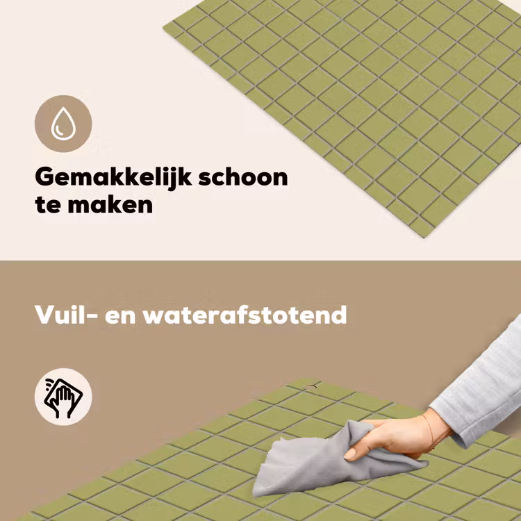 Tegel - Patroon - Olijfgroen Inductie beschemer met haakjes klein 777 -ky-schoon-nl
