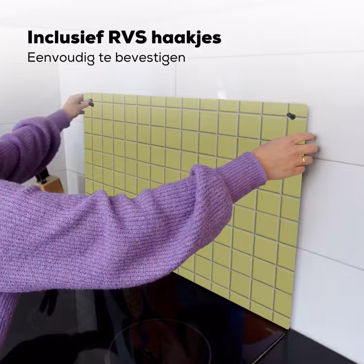 Tegel - Patroon - Olijfgroen Inductie beschemer met haakjes klein 777 -ky-ophangen-nl