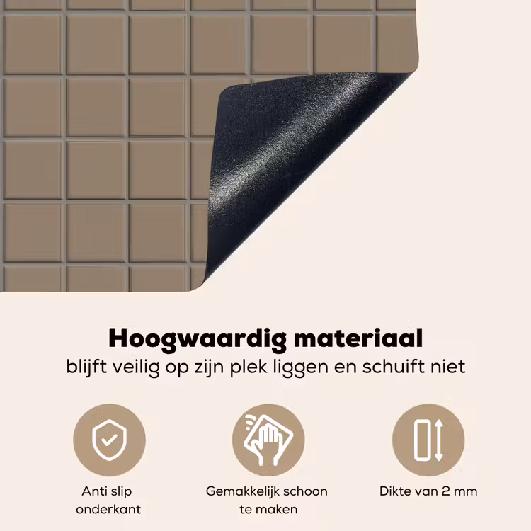 Tegel - Patroon - Taupe Inductie beschemer met haakjes klein 777 -ky-onderkant-nl