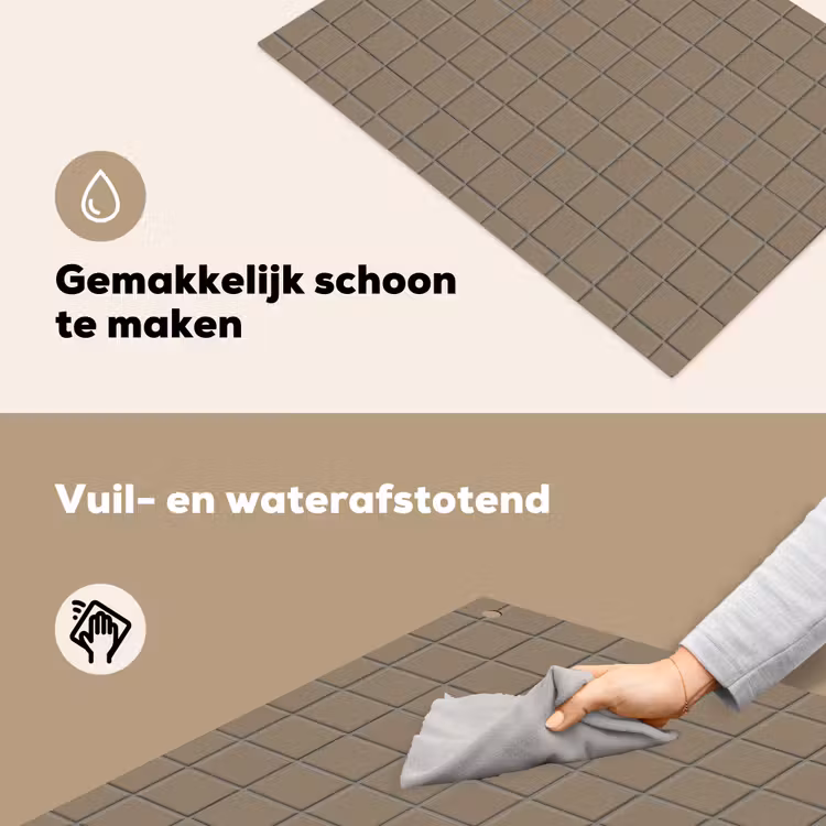 Tegel - Patroon - Taupe Inductie beschemer met haakjes klein 777 -ky-schoon-nl