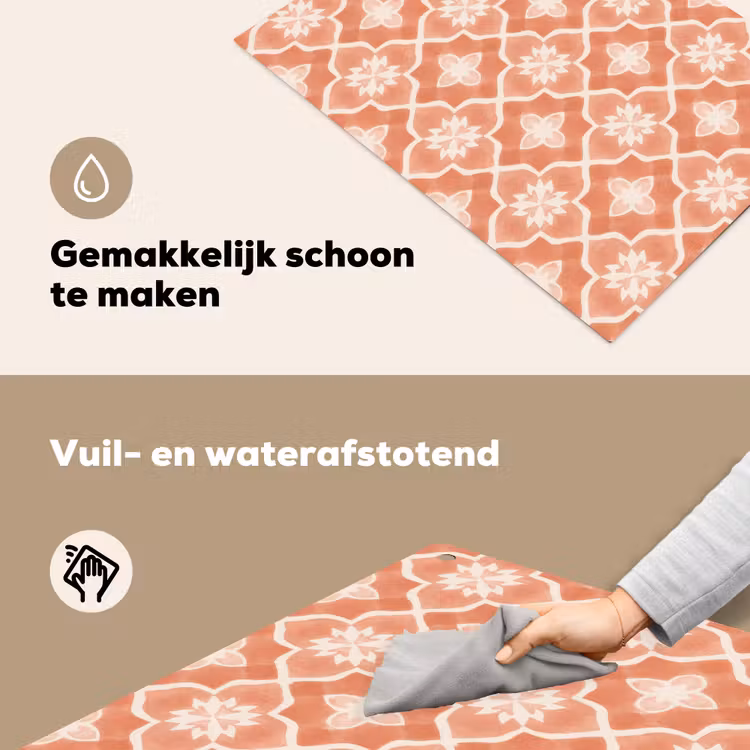 Tegelpatroon - Arabesk - Vintage - Terracotta Inductie beschemer met haakjes klein 777 -ky-schoon-nl