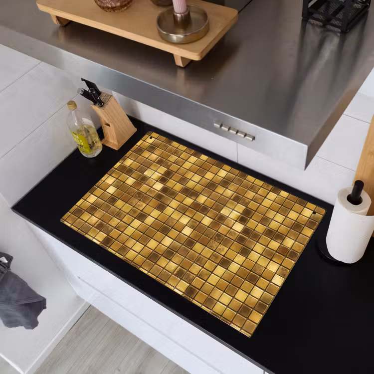 Tegels - Mozaïek - Luxe - Warm Goud Inductie beschemer met haakjes klein 777 -sfeer1