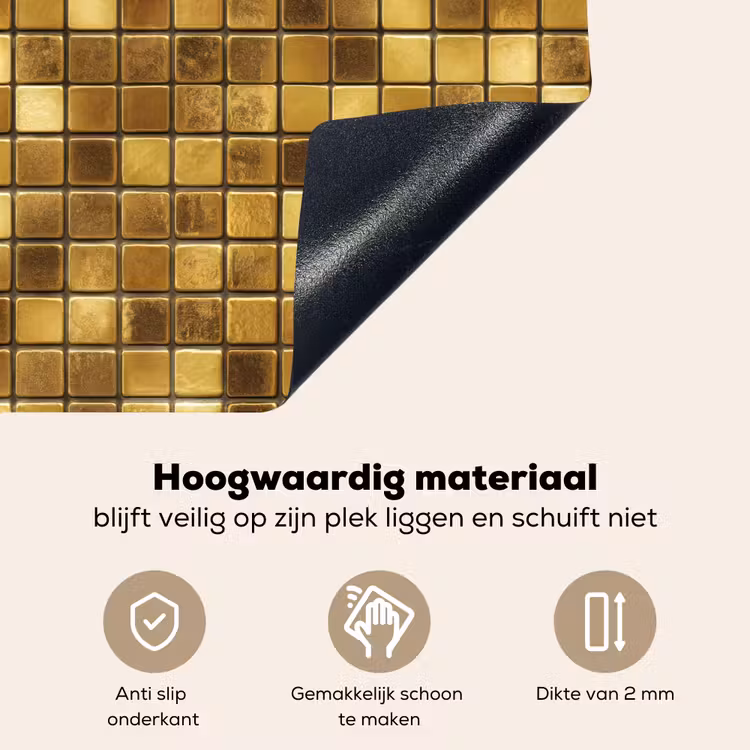 Tegels - Mozaïek - Luxe - Warm Goud Inductie beschemer met haakjes klein 777 -ky-onderkant-nl