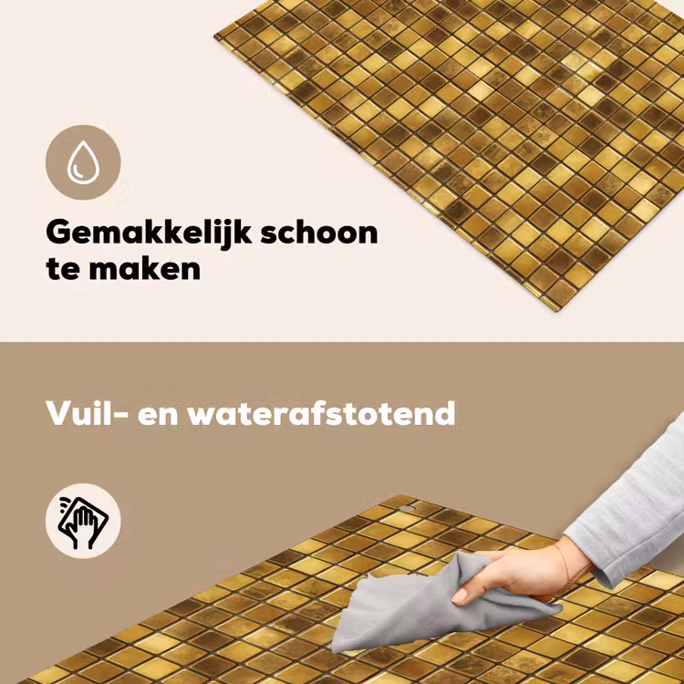 Tegels - Mozaïek - Luxe - Warm Goud Inductie beschemer met haakjes klein 777 -ky-schoon-nl