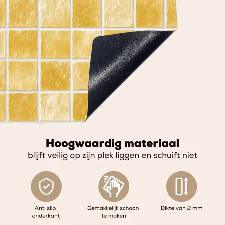 Tegels - Mozaïek - Textuur - Goudgeel Inductie beschemer met haakjes klein 777 -ky-onderkant-nl