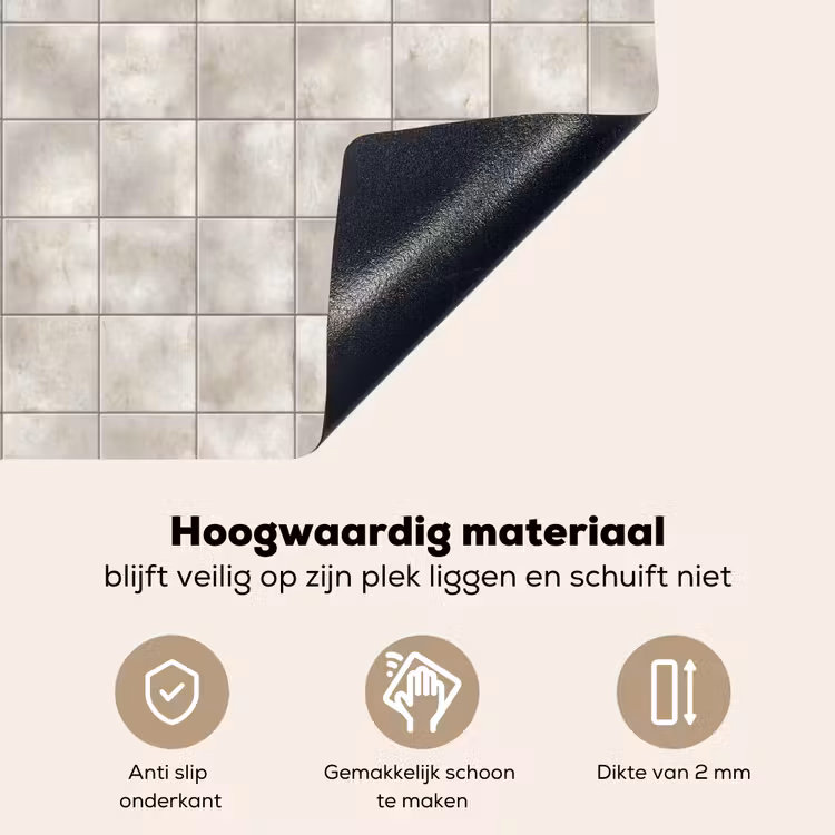 Tegels - Natuurlijk - Grijs Inductie beschemer met haakjes klein 777 -ky-onderkant-nl