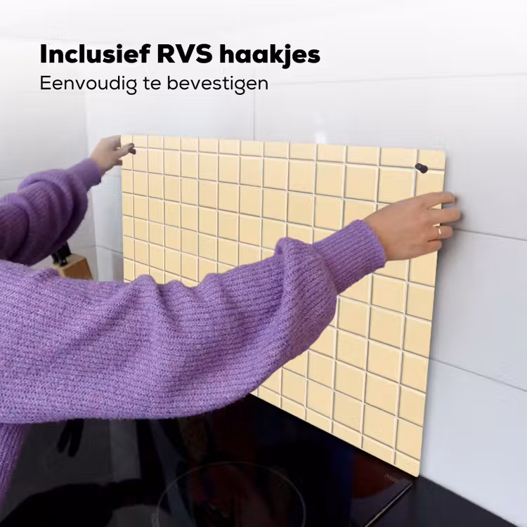 Tegels - Patroon - Crème Inductie beschemer met haakjes klein 777 -ky-ophangen-nl