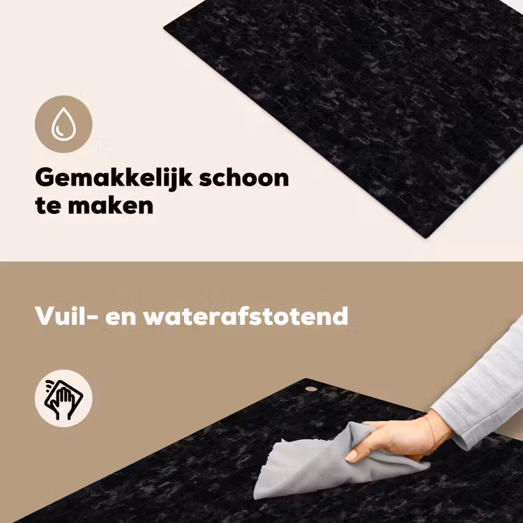 Tegels - Patroon - Marmer - Zwart Inductie beschemer met haakjes klein 777 -ky-schoon-nl