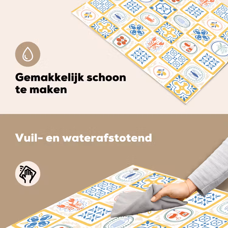 Zee - Sfeer - Mozaïek - Vis Inductie beschemer met haakjes klein 777 -ky-schoon-nl