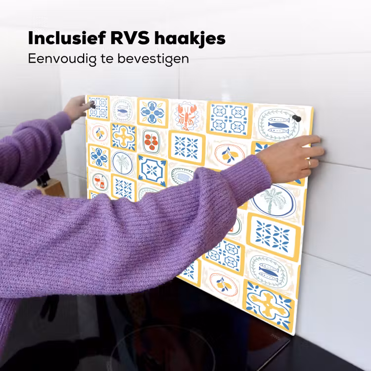 Zee - Sfeer - Mozaïek - Vis Inductie beschemer met haakjes klein 777 -ky-ophangen-nl