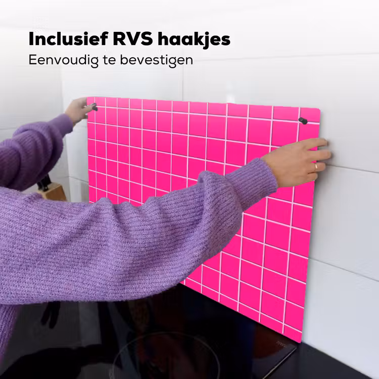 Tegels - Vierkant - Fuchsia Inductie beschemer met haakjes klein 777 -ky-ophangen-nl