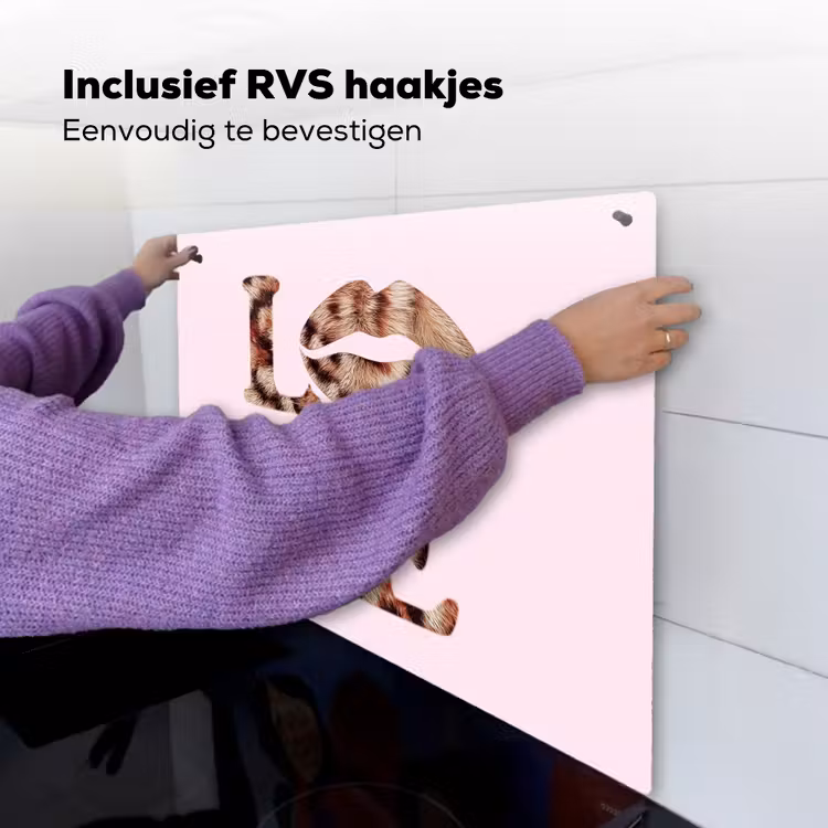 Tekst - Love - Pantervacht - Lichtroze Inductie beschemer met haakjes middel -ky-ophangen-nl