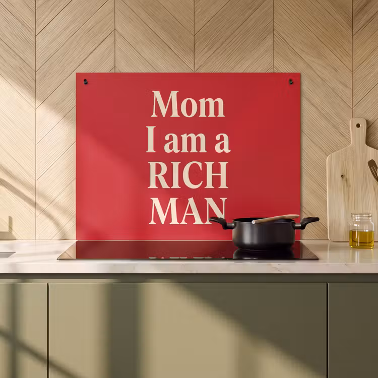Tekst - Rijkdom - Motivatie - Rood - Modern Inductie beschemer met haakjes klein -sfeer2