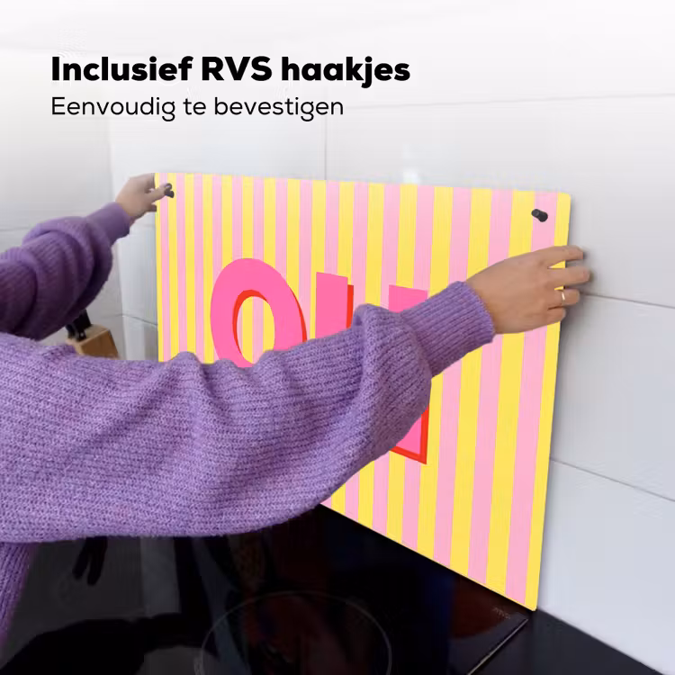 Tekst - Strepen - Roze Inductie beschemer met haakjes klein -ky-ophangen-nl