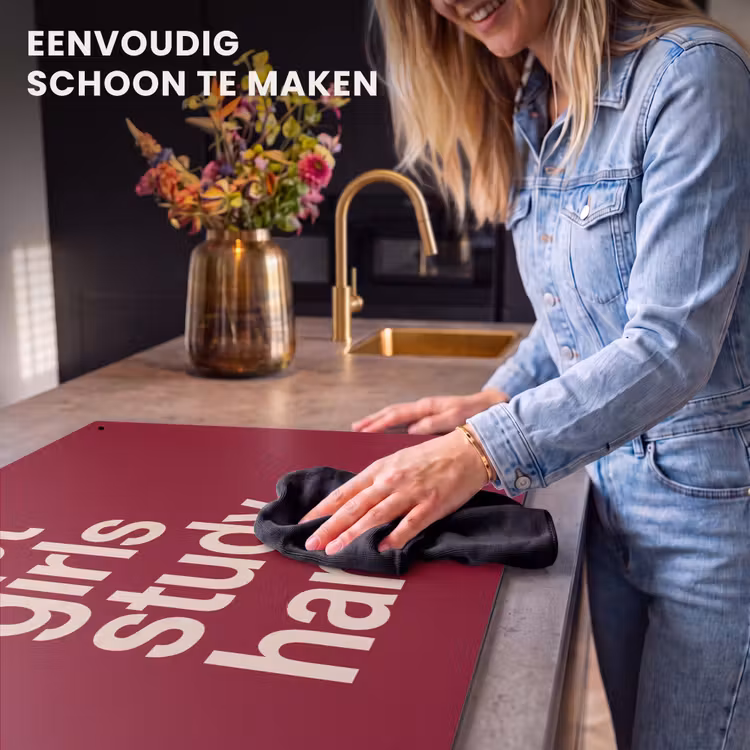 Tekst - Studie - Motivatie - Modern - Rood Inductie beschemer met haakjes klein -ky-schoon-nl