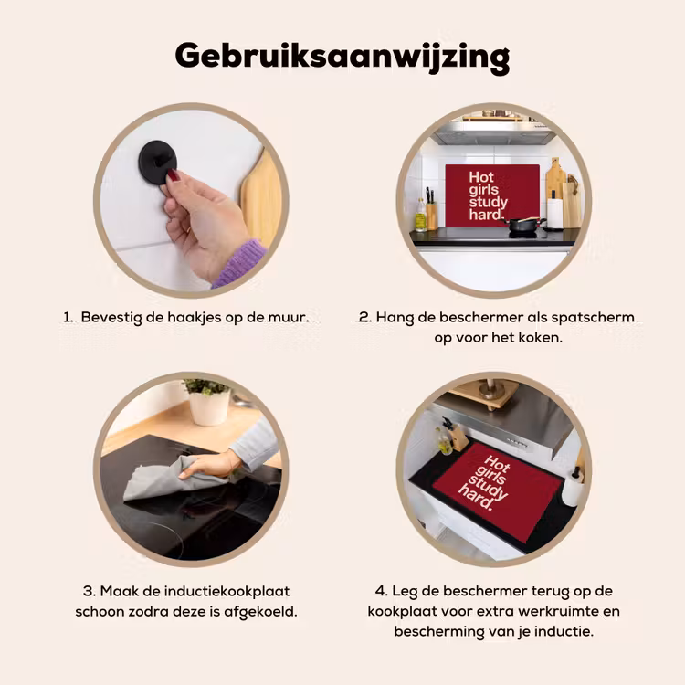 Tekst - Studie - Motivatie - Modern - Rood Inductie beschemer met haakjes klein -ky-gebruik-nl