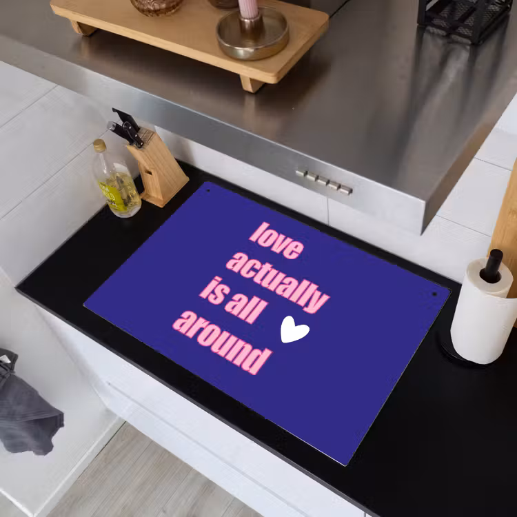 Tekst - Valentijn - Love - Blauw Inductie beschemer met haakjes klein -sfeer1