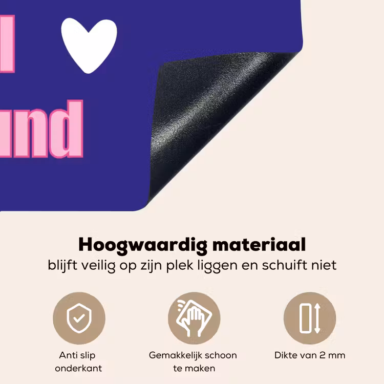 Tekst - Valentijn - Love - Blauw Inductie beschemer met haakjes klein -ky-onderkant-nl