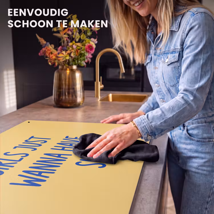 Tekst - Zon - Zomer - Modern - Geel Inductie beschemer met haakjes klein -ky-schoon-nl