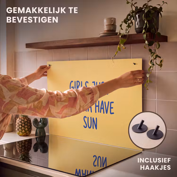 Tekst - Zon - Zomer - Modern - Geel Inductie beschemer met haakjes klein -ky-ophangen-nl