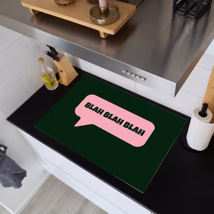 Tekstwolk - BLAH BLAH BLAH - Roze Inductie beschemer met haakjes klein -sfeer1
