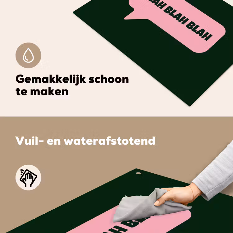 Tekstwolk - BLAH BLAH BLAH - Roze Inductie beschemer met haakjes klein -ky-schoon-nl