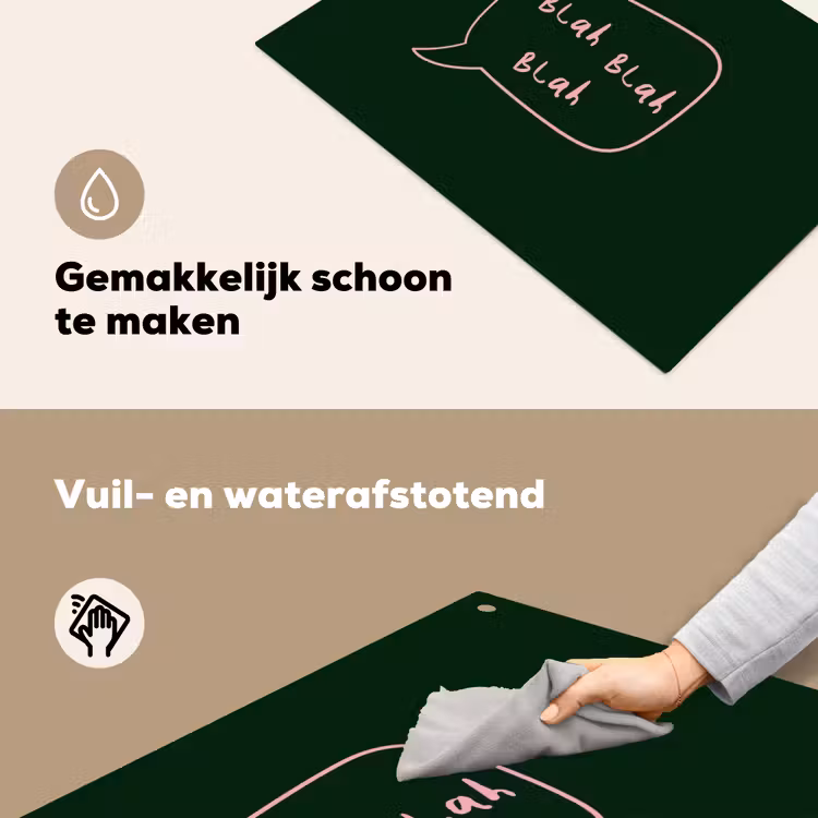 Tekstwolkje - Donkergroen - BLAH BLAH BLAH Inductie beschemer met haakjes klein -ky-schoon-nl