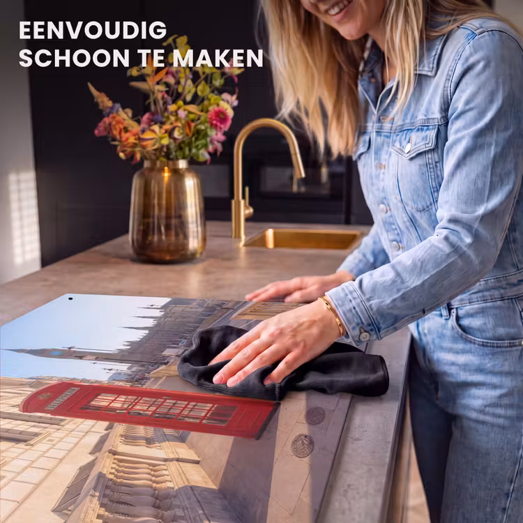 Telefooncel - Rood - Londen - Stad - Architectuur Inductie beschemer met haakjes klein -ky-schoon-nl