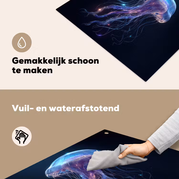 Tentakels - Kwal - Paars - Sprankeling Inductie beschemer met haakjes middel -ky-schoon-nl