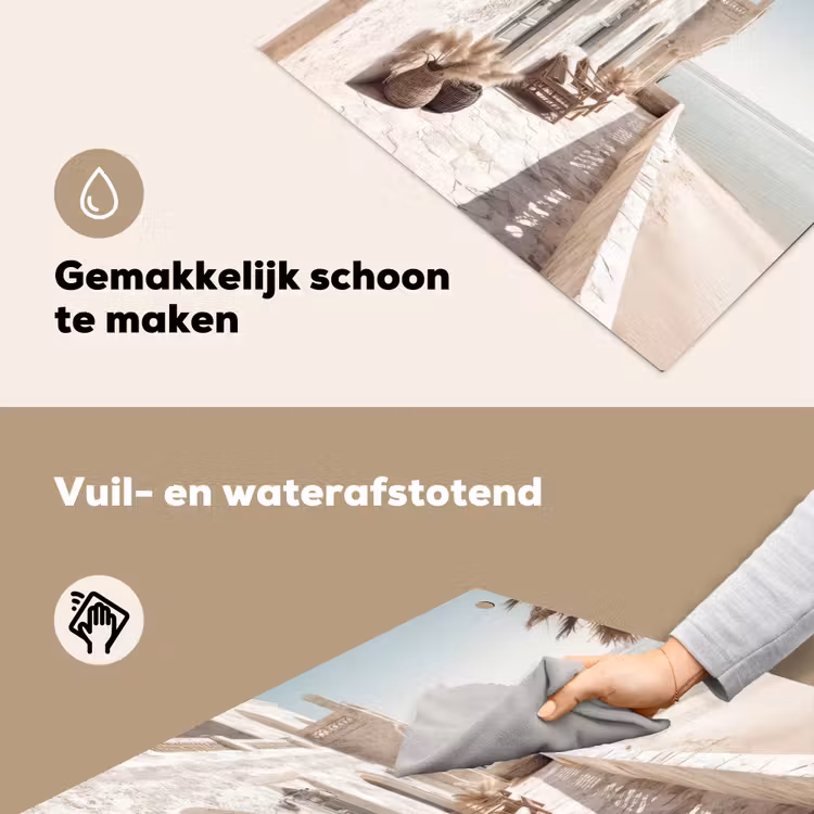 Terras - Stoelen - Strand - Beige Inductie beschemer met haakjes middel -ky-schoon-nl
