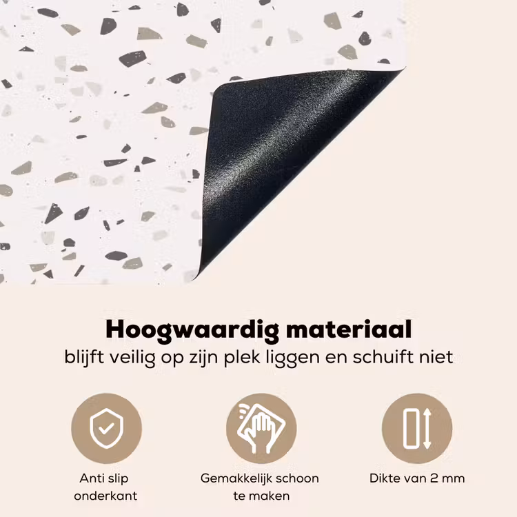 Terrazzo -  Patroon  -  Créme Inductie beschemer met haakjes klein 777 -ky-onderkant-nl