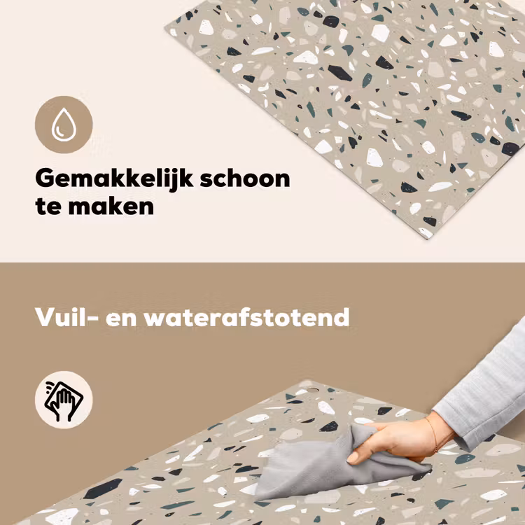 Terrazzo - Patroon - Groen Inductie beschemer met haakjes klein 777 -ky-schoon-nl