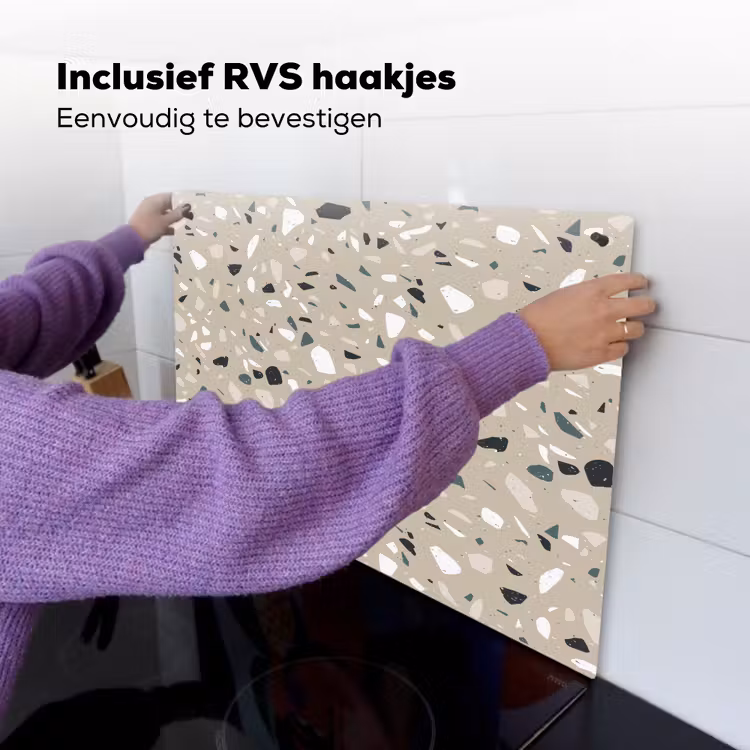Terrazzo - Patroon - Groen Inductie beschemer met haakjes klein 777 -ky-ophangen-nl